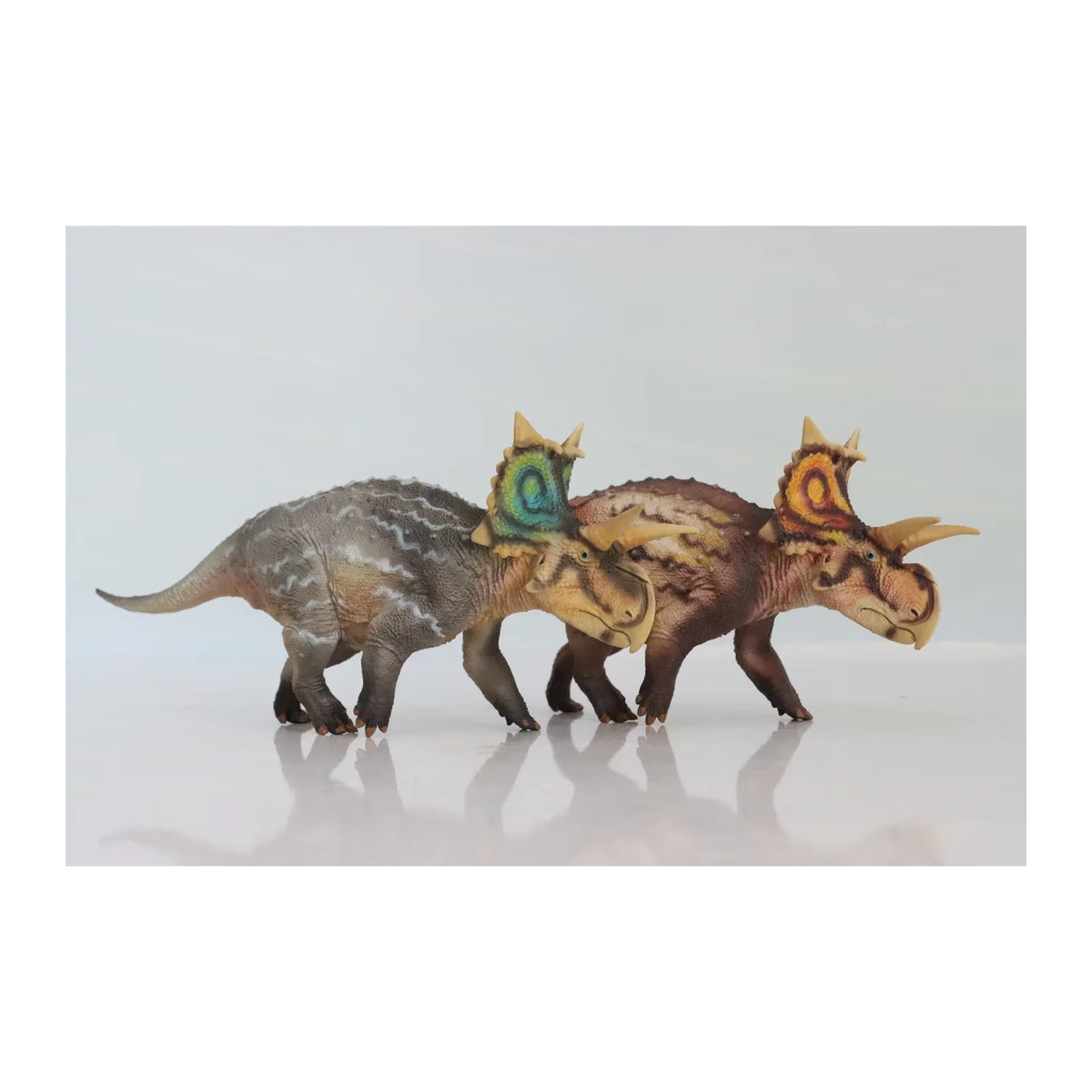 HAOLONGGOOD Xenoceratops Dinosaurier Modellfigur im Maßstab 1:35, mehrfarbig und orange, Kunststoff-Tierfigur für deine Sammlung oder Dekoration - Bild 3