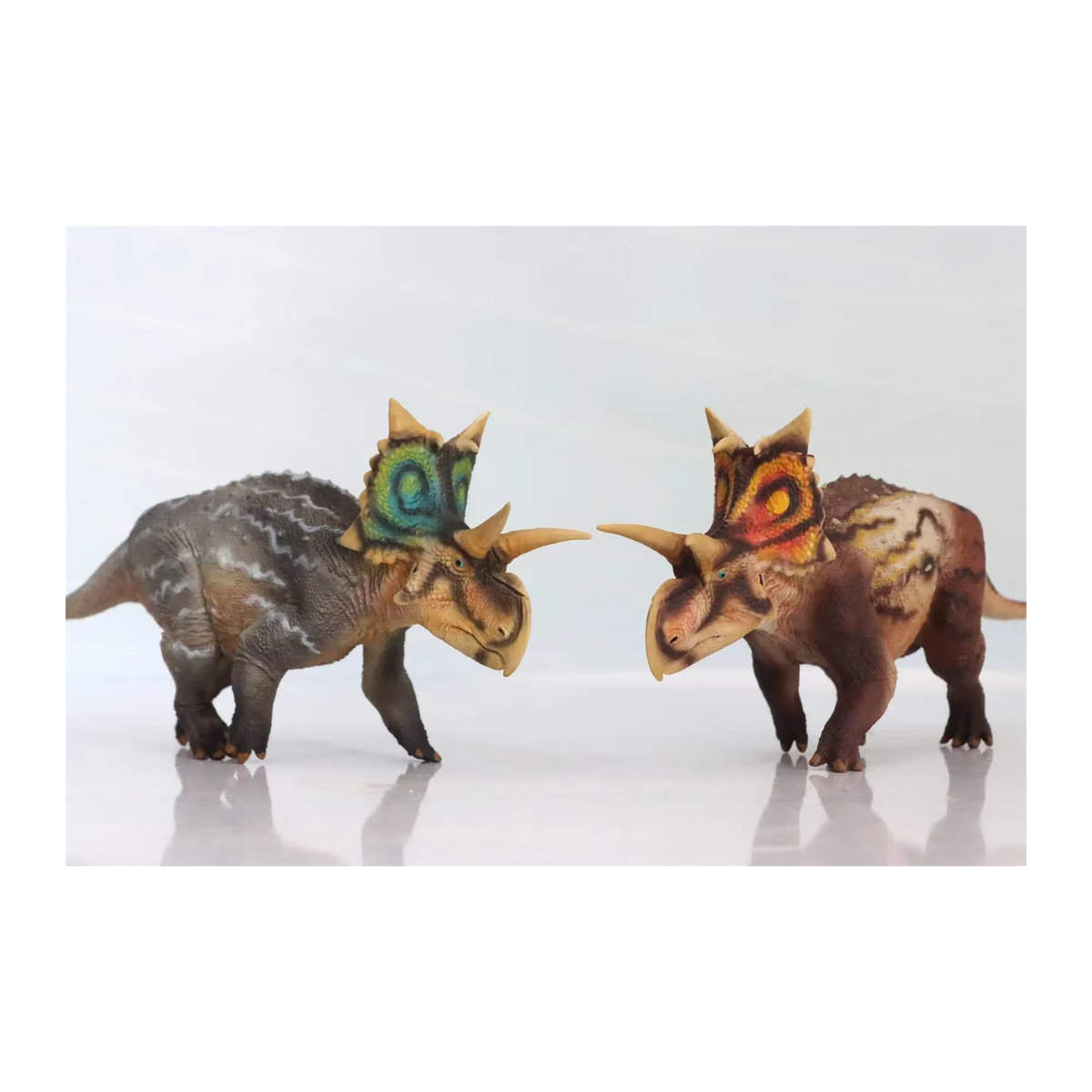 HAOLONGGOOD Xenoceratops Dinosaurier Modellfigur im Maßstab 1:35, mehrfarbig und orange, Kunststoff-Tierfigur für deine Sammlung oder Dekoration - Bild 4