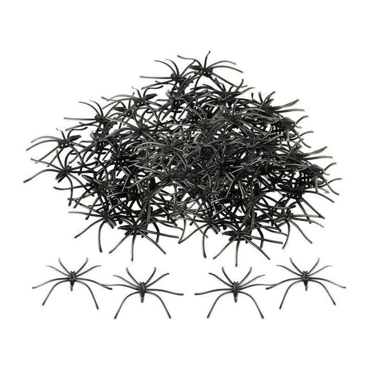 HAOPYOU Halloween Deko Set mit 200 kleinen schwarzen Spinnen aus Kunststoff - Bild 1