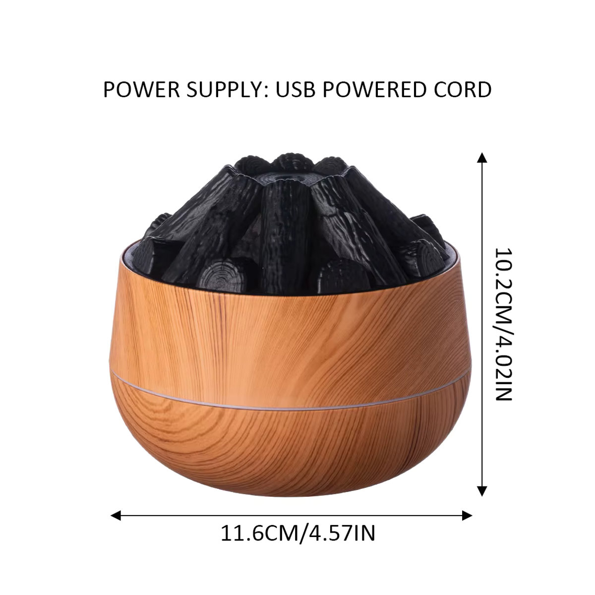 HAOYUNMA Aroma Diffusor mit künstlicher Holzkohle-Feuer Optik, 300 ml Mini Luftbefeuchter und Nachtlicht, braun/mehrfarbig - Bild 4