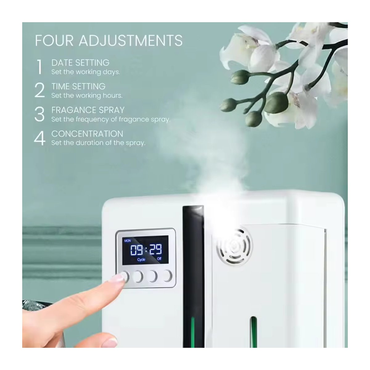 HAOYUNMA Elektrischer Aromadiffusor in Weiß, Wandmontierter Duftdiffusor mit Automatik-Spray für Zuhause und Hotel - Bild 3