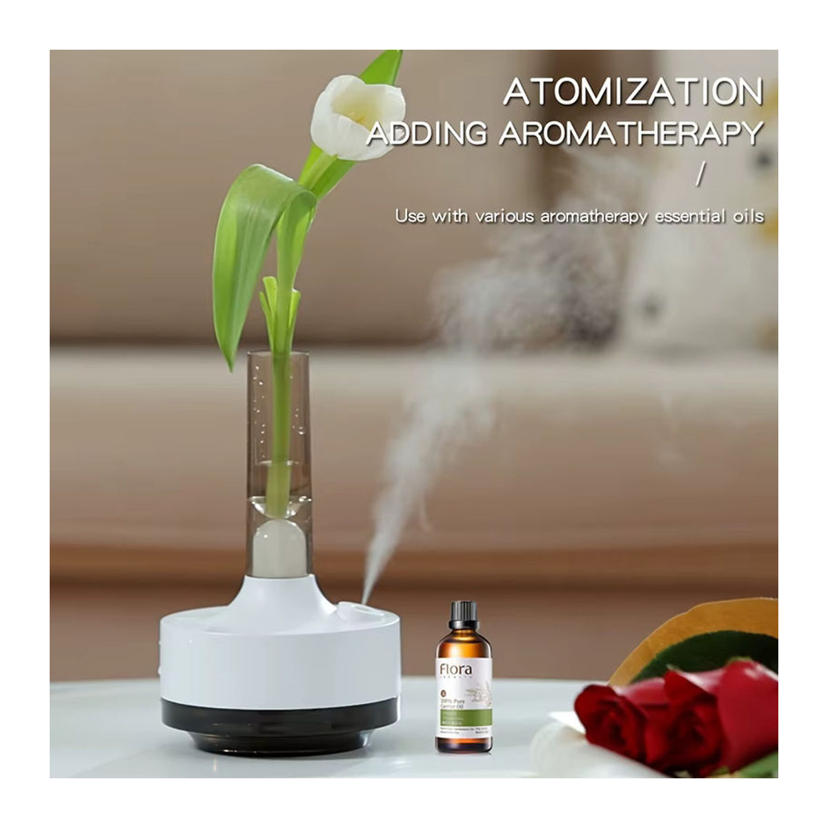 HAOYUNMA Elektrischer Aromatherapie Diffusor und Luftbefeuchter in Vasenform, 280 ml, Wiederaufladbar, Schwarz oder Weiß - Bild 1