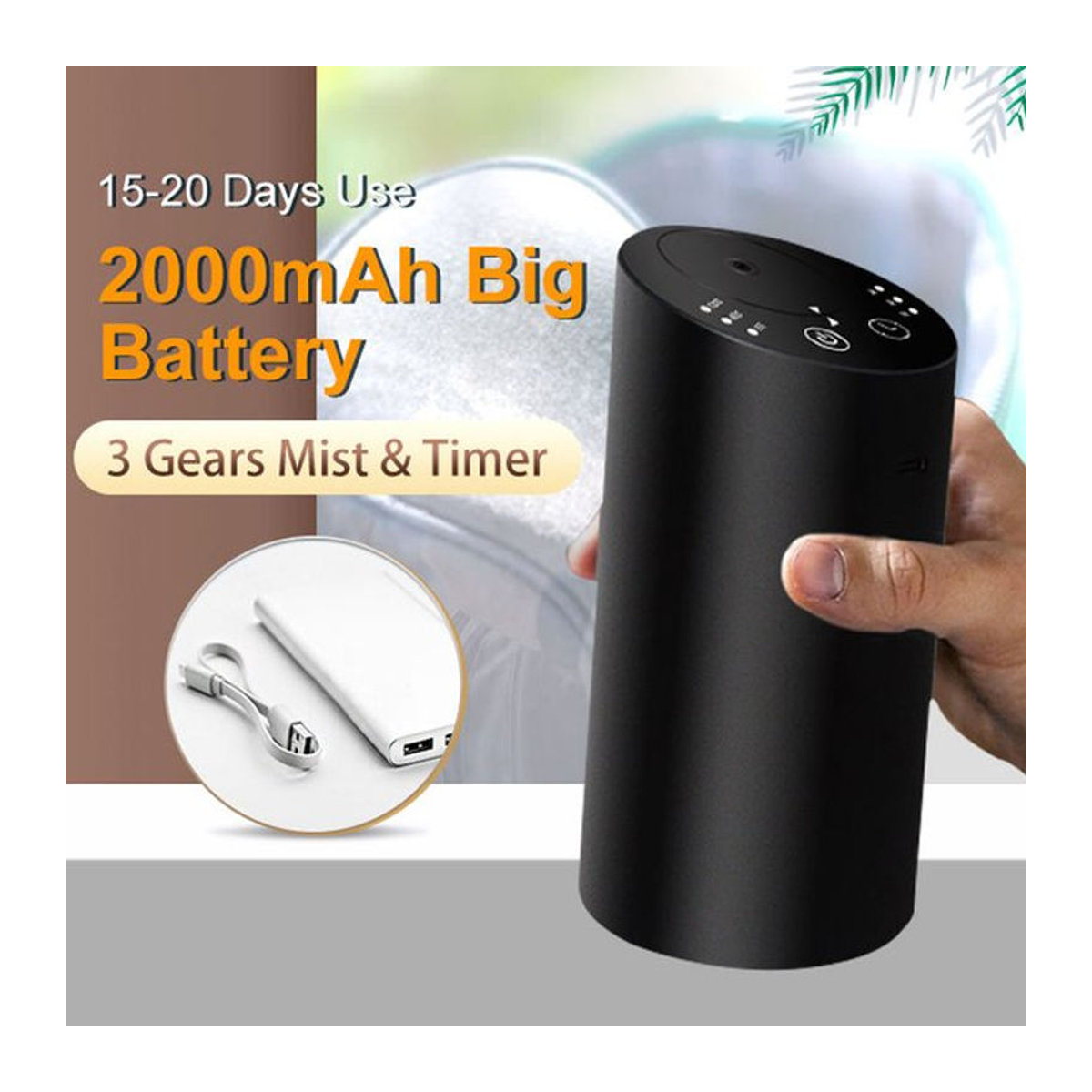 HAOYUNMA Elektrischer Auto-Aroma-Diffusor in Schwarz, Tragbarer und Wiederaufladbarer Duftspender für Ätherische Öle - Bild 1