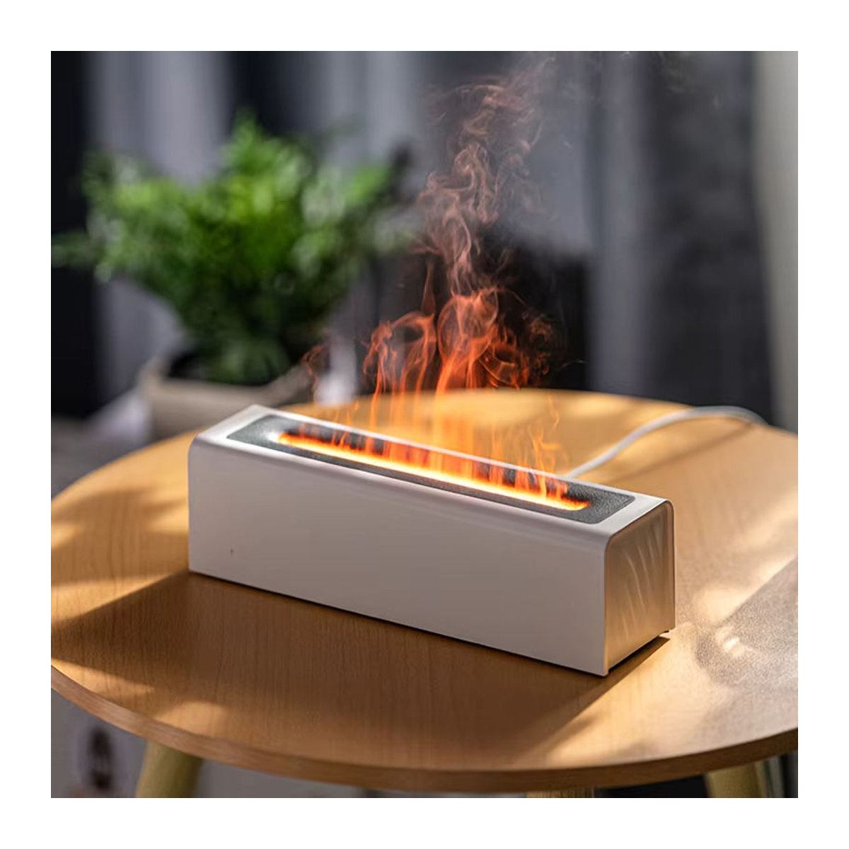HAOYUNMA Flammen-Aroma-Diffusor in Weiß mit 7 Farben und Timer-Funktion zur Luftbefeuchtung - Bild 2