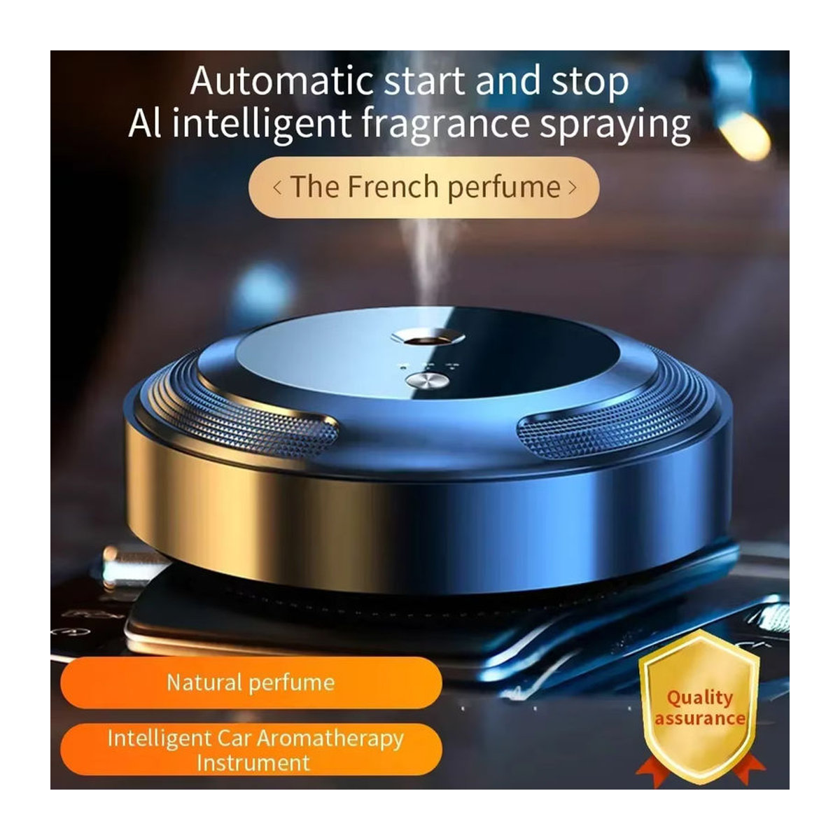 HAOYUNMA Intelligenter Auto-Lufterfrischer und Aroma-Diffusor aus Metall in Schwarz mit floralem Duft und modernem Design - Bild 2