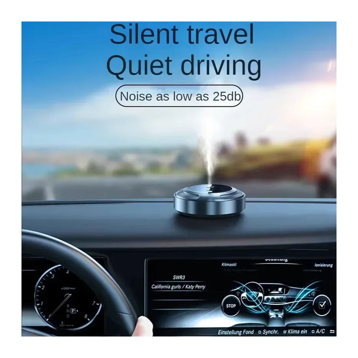 HAOYUNMA Intelligenter Auto-Lufterfrischer und Aroma-Diffusor aus Metall in Schwarz mit floralem Duft und modernem Design - Bild 4