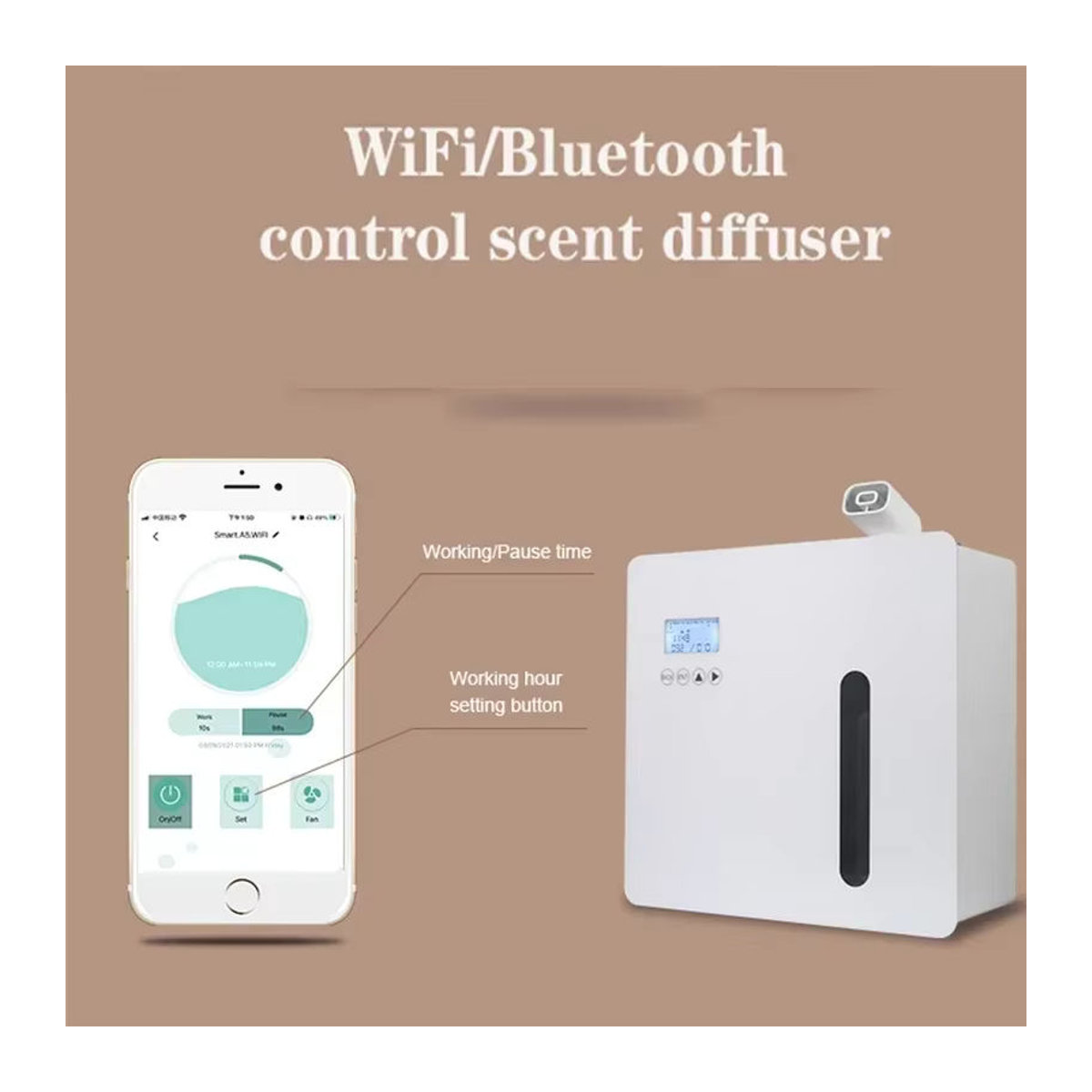 HAOYUNMA Intelligenter Wasserloser Aromadiffusor mit App-Steuerung, Duftmaschine für Hotellobbys und große Räume, Weiß - Bild 2