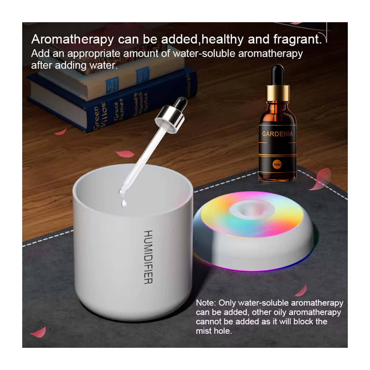 HAOYUNMA Mini Luftbefeuchter und Aroma Diffusor mit LED, Schwarz, 180 ml - Bild 5