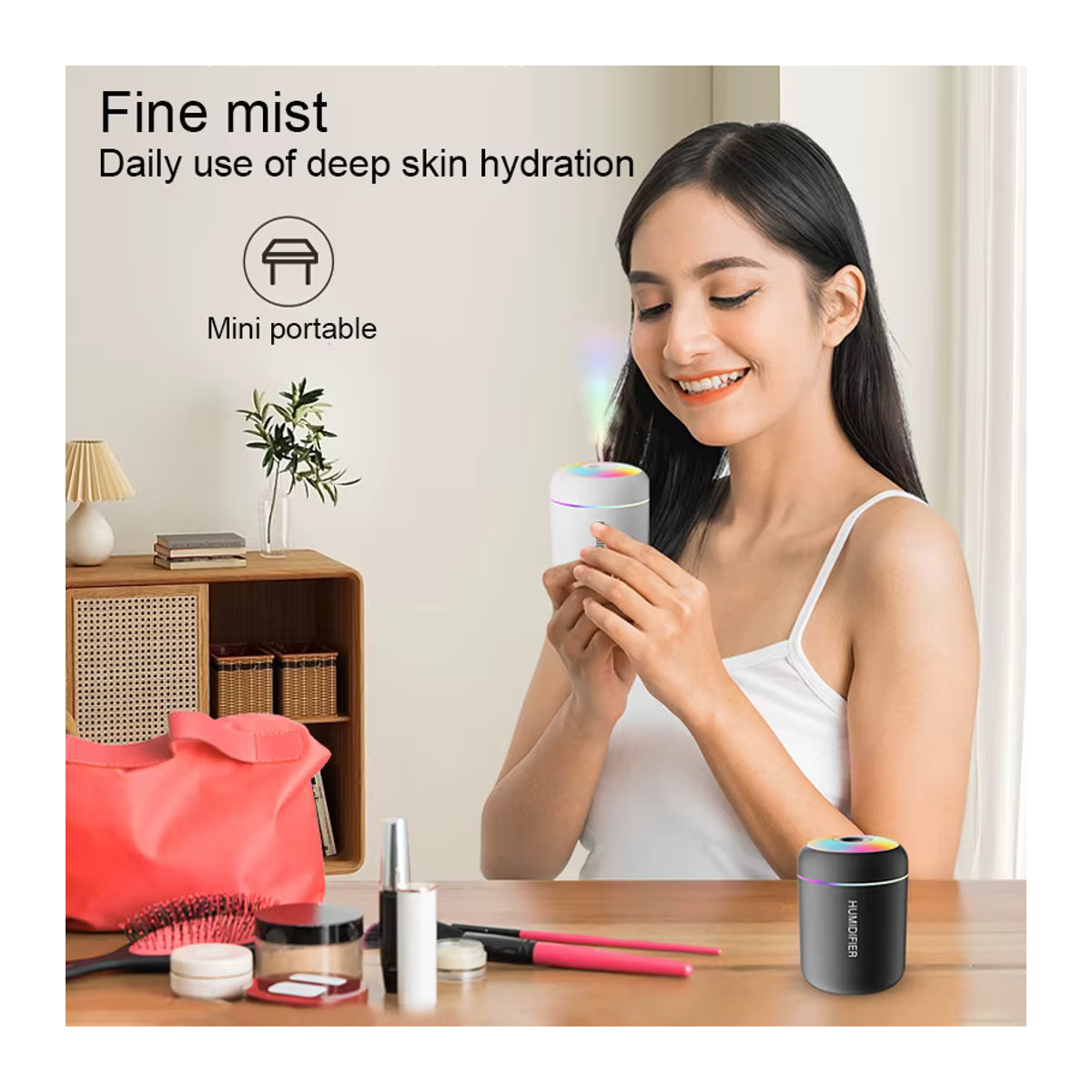 HAOYUNMA Mini Luftbefeuchter und Aroma Diffusor mit LED, Schwarz, 180 ml - Bild 6