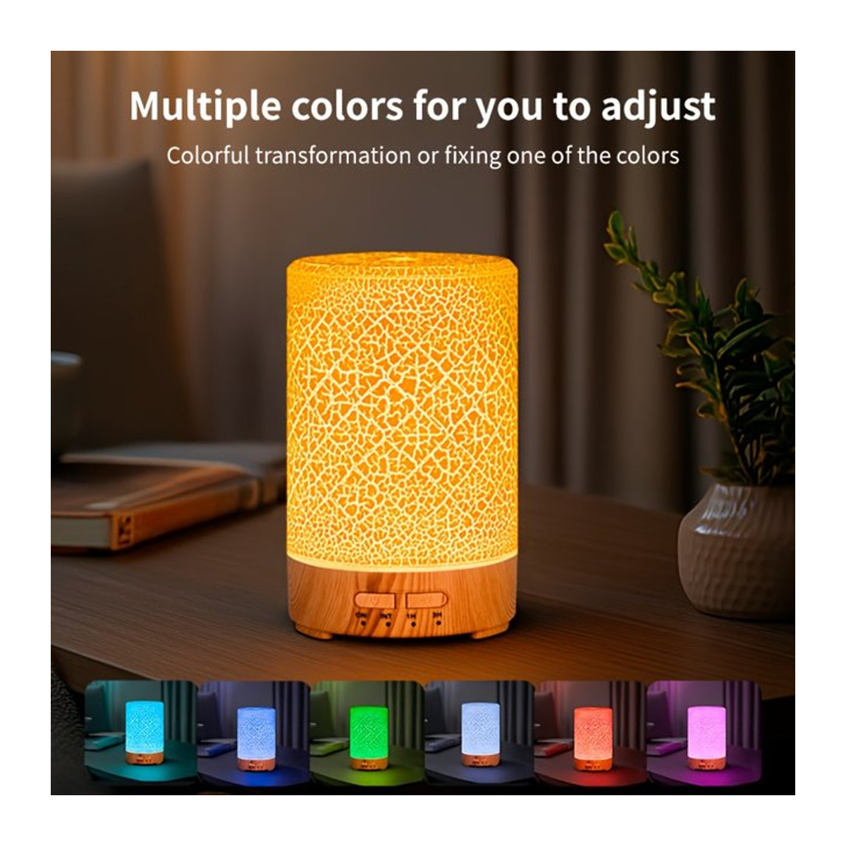 HAOYUNMA USB-Diffusor für ätherische Öle mit 7-Farben-Ambiente-Effekt und Timer, weißer Luftbefeuchter für Schlafzimmer und Büro - Bild 1