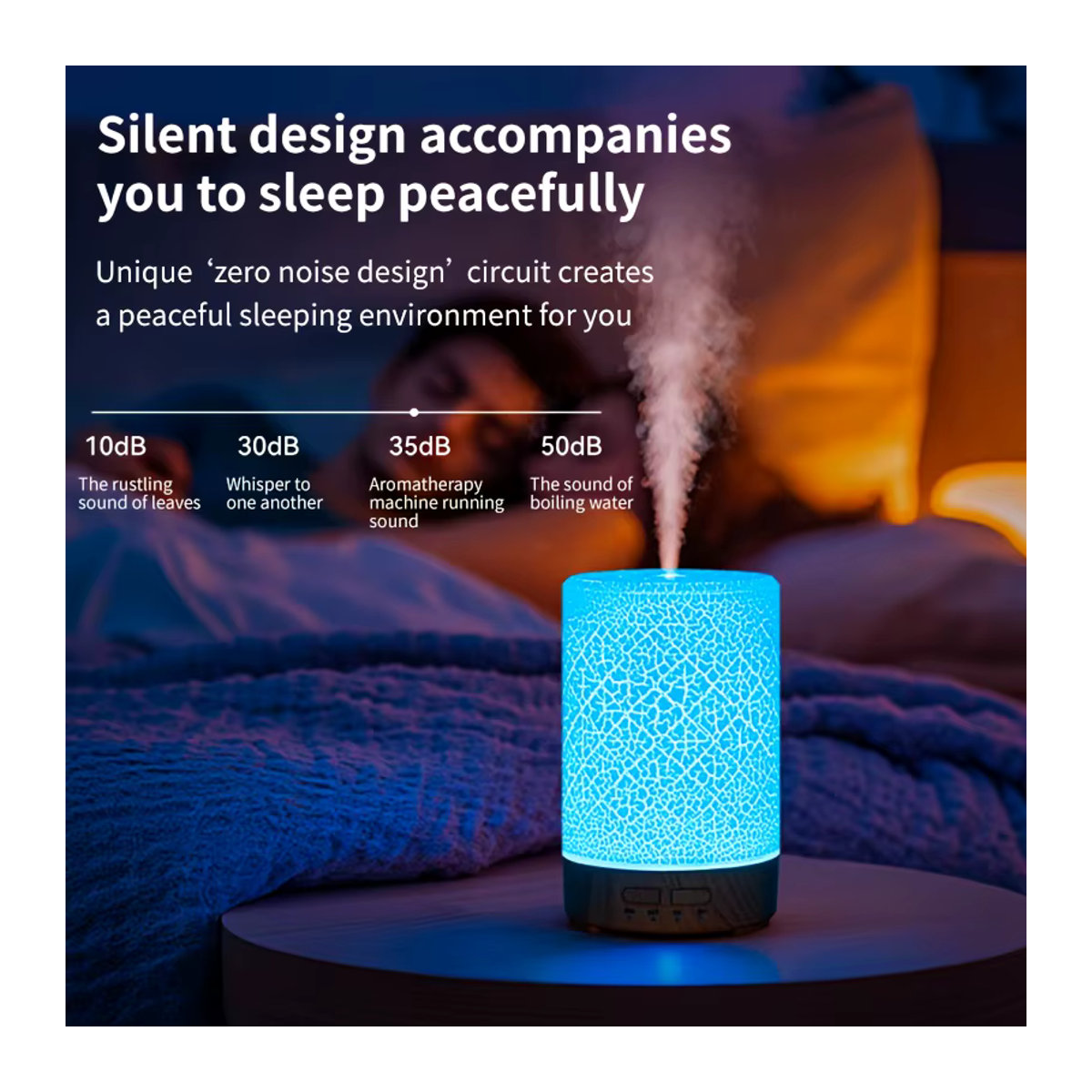 HAOYUNMA USB-Diffusor für ätherische Öle mit 7-Farben-Ambiente-Effekt und Timer, weißer Luftbefeuchter für Schlafzimmer und Büro - Bild 4
