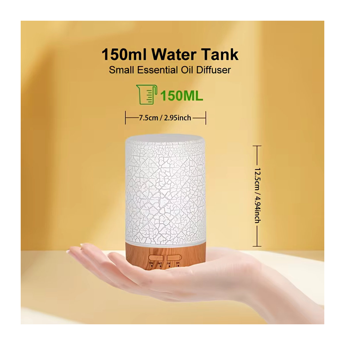 HAOYUNMA USB-Diffusor für ätherische Öle mit 7-Farben-Ambiente-Effekt und Timer, weißer Luftbefeuchter für Schlafzimmer und Büro - Bild 5
