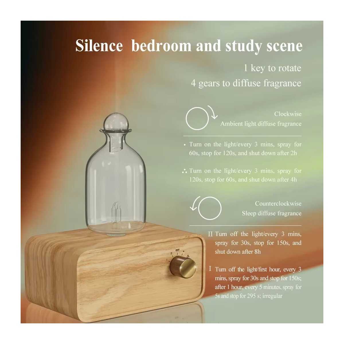 HAOYUNMA Wasserloser Ätherisches-Öl-Diffusor Elektrischer Duftspender mit USB-Anschluss aus Holz und Glas in Schwarz und Braun - Bild 4