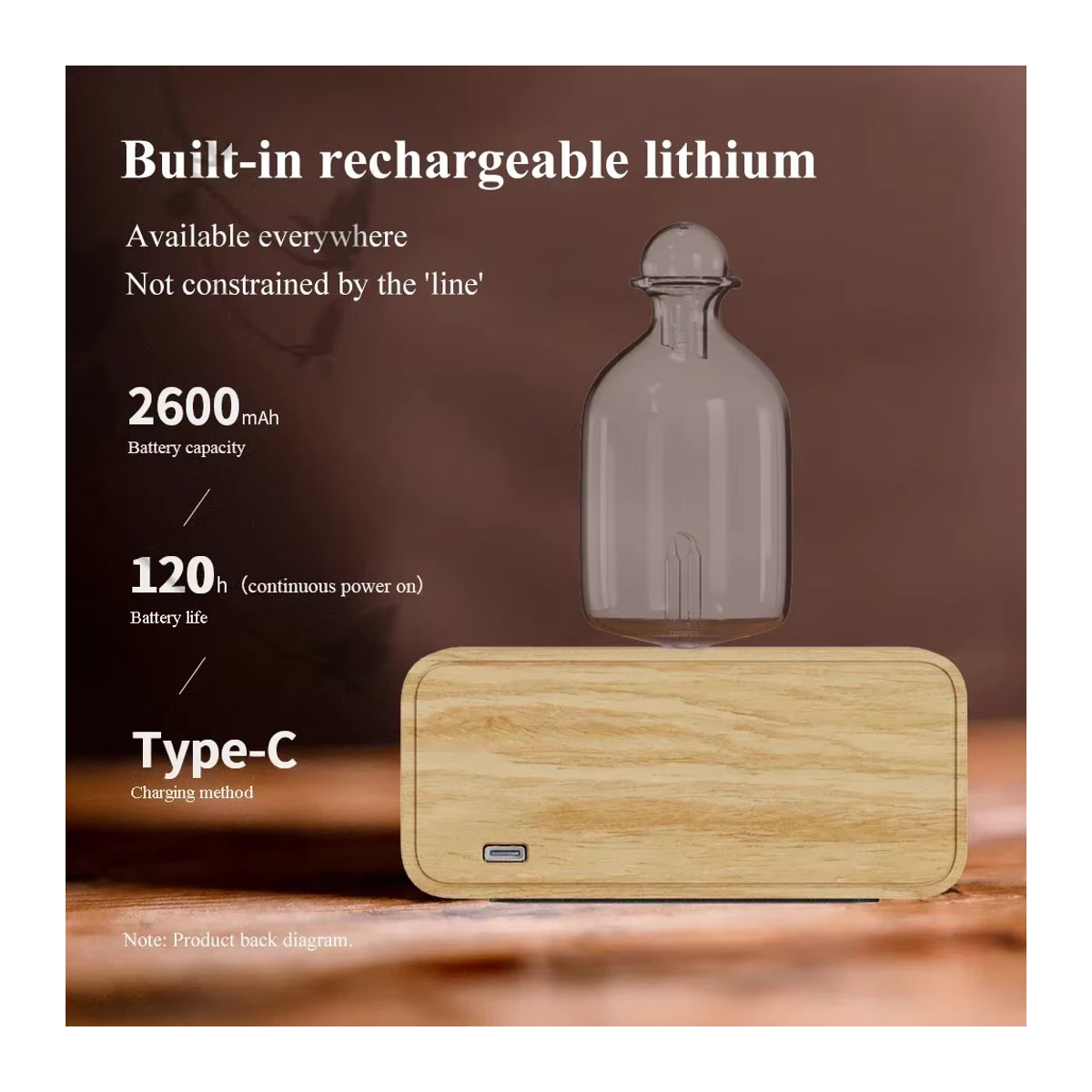 HAOYUNMA Wasserloser Ätherisches-Öl-Diffusor Elektrischer Duftspender mit USB-Anschluss aus Holz und Glas in Schwarz und Braun - Bild 6