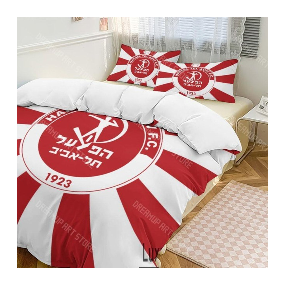 Hapoel Tel Aviv Bettwäsche Set mit 3D-Druck in Rot, B/H: 90 x 200 cm - Bild 1