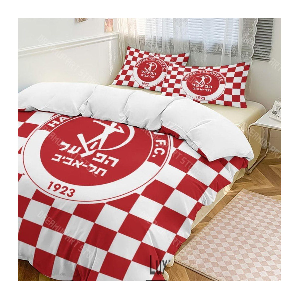 Hapoel Tel Aviv Bettwäsche Set mit 3D-Druck in Rot, B/H: 90 x 200 cm - Bild 2