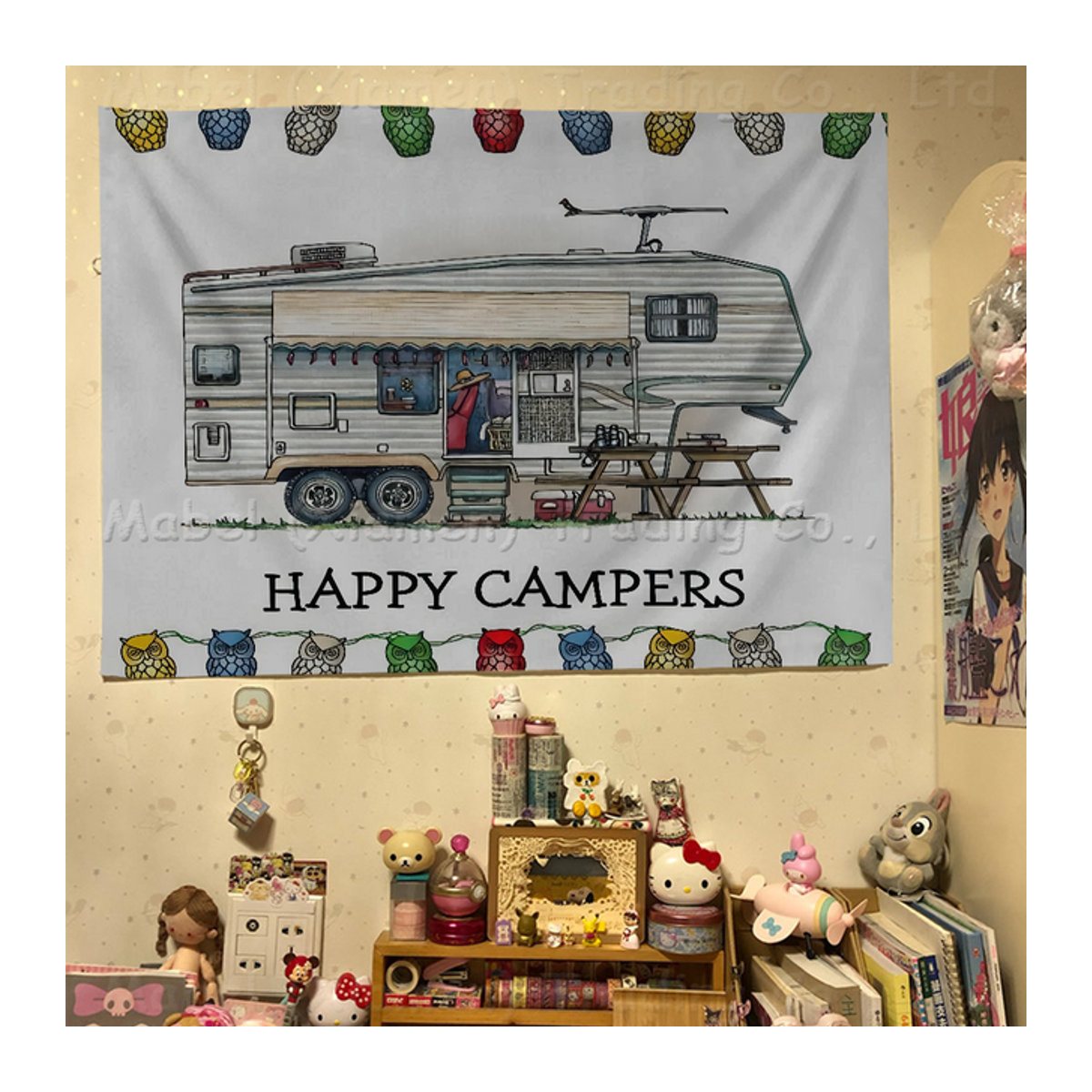Happy Campers Wandbehang Mandala Bohemian Wandbanner, mehrfarbig und weiß, Textil, B: 70 cm, H: 50 cm - Bild 1