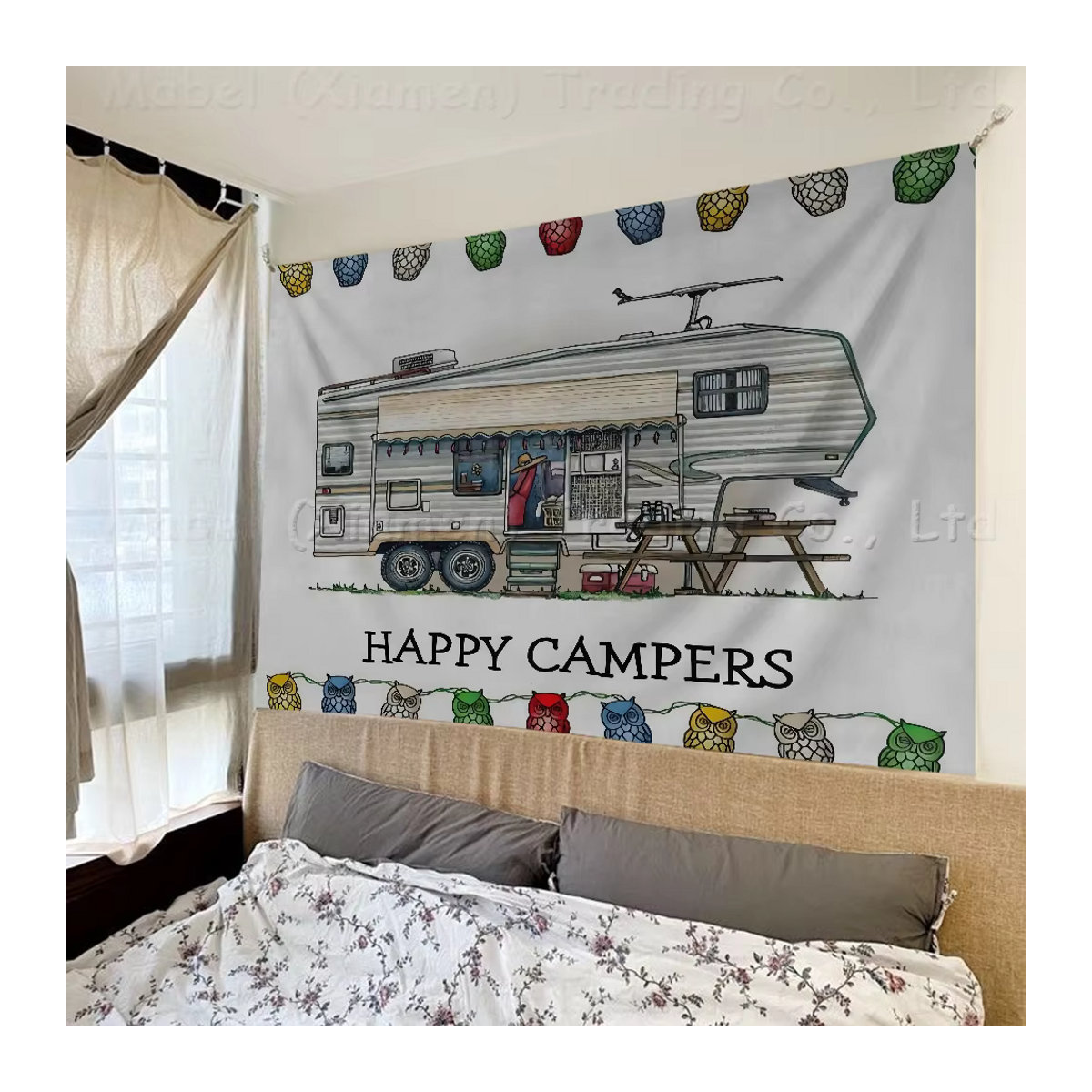 Happy Campers Wandbehang Mandala Bohemian Wandbanner, mehrfarbig und weiß, Textil, B: 70 cm, H: 50 cm - Bild 2