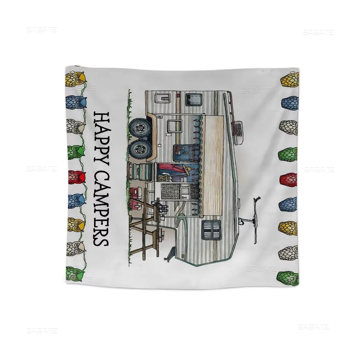 Happy Campers Wandbehang Mandala Bohemian Wandbanner, mehrfarbig und weiß, Textil, B: 70 cm, H: 50 cm - Bild 7