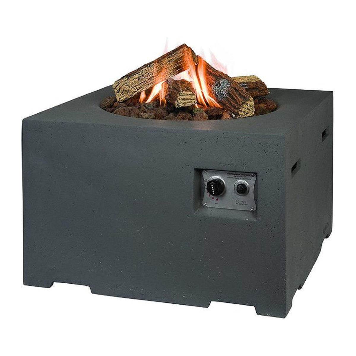 Happy Cocooning Mania Feuertisch quadratisch groß in Grau mit Beton-Optik und Edelstahl, B/H/T: 76 x 84 x 45 cm - Bild 2