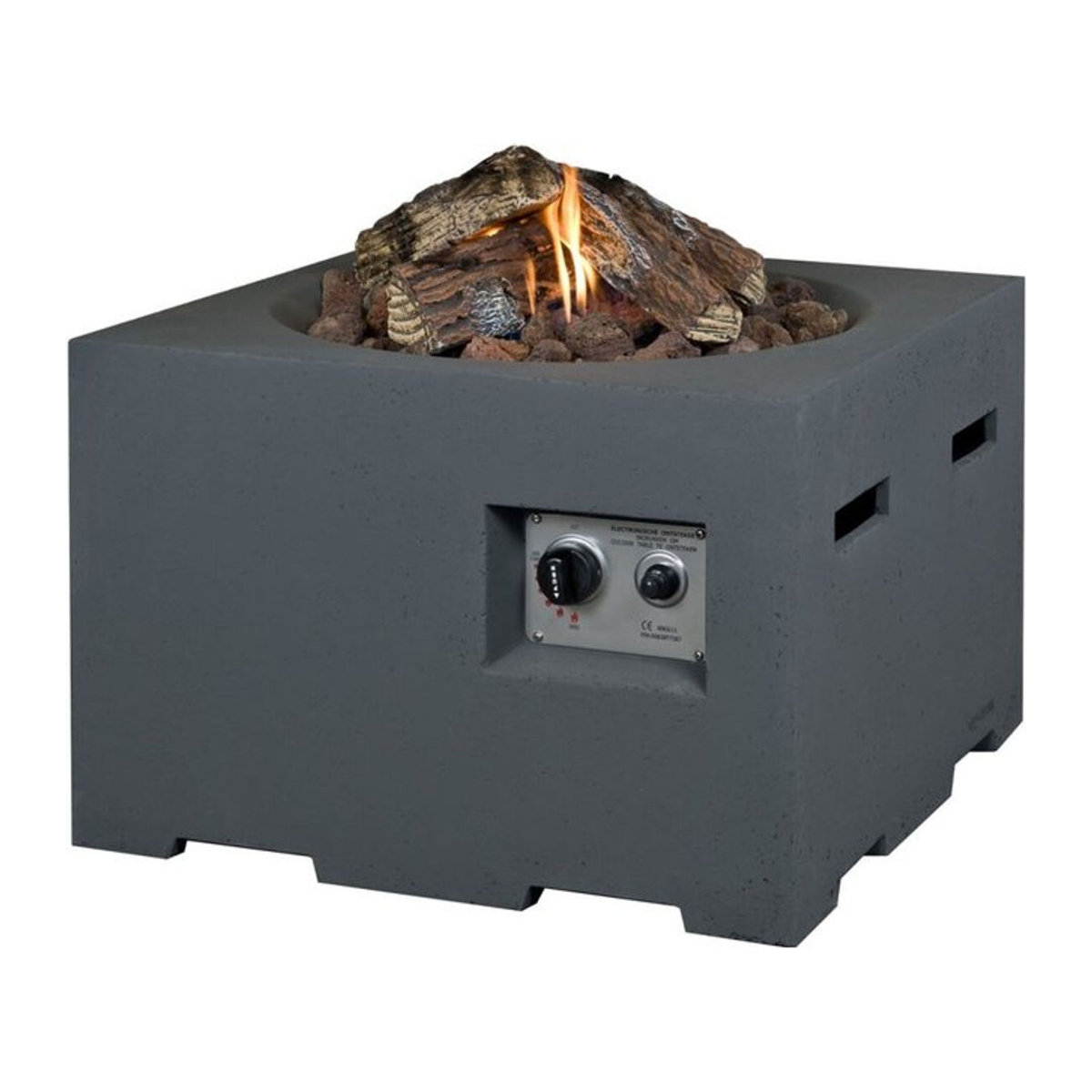 Happy Cocooning Mania Feuertisch quadratisch klein in Grau mit Beton-Optik und Edelstahl, B/H/T: 64 x 46 x 64 cm - Bild 2