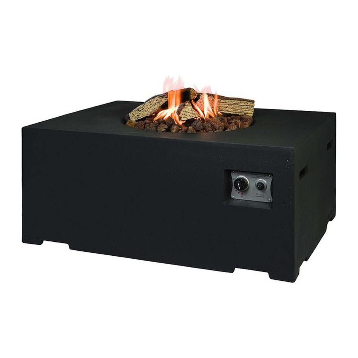 Happy Cocooning Mania Feuertisch rechteckig in Schwarz mit Beton-Optik und Edelstahl, B/T/H: 107 x 54 x 53 cm - Bild 2