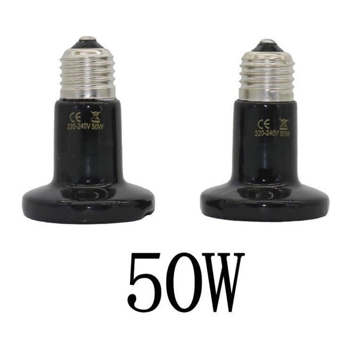 Happy Farm Infrarot-Keramik-Emitter E27 Wärmelampe für Reptilien in Schwarz, 50W - Bild 1