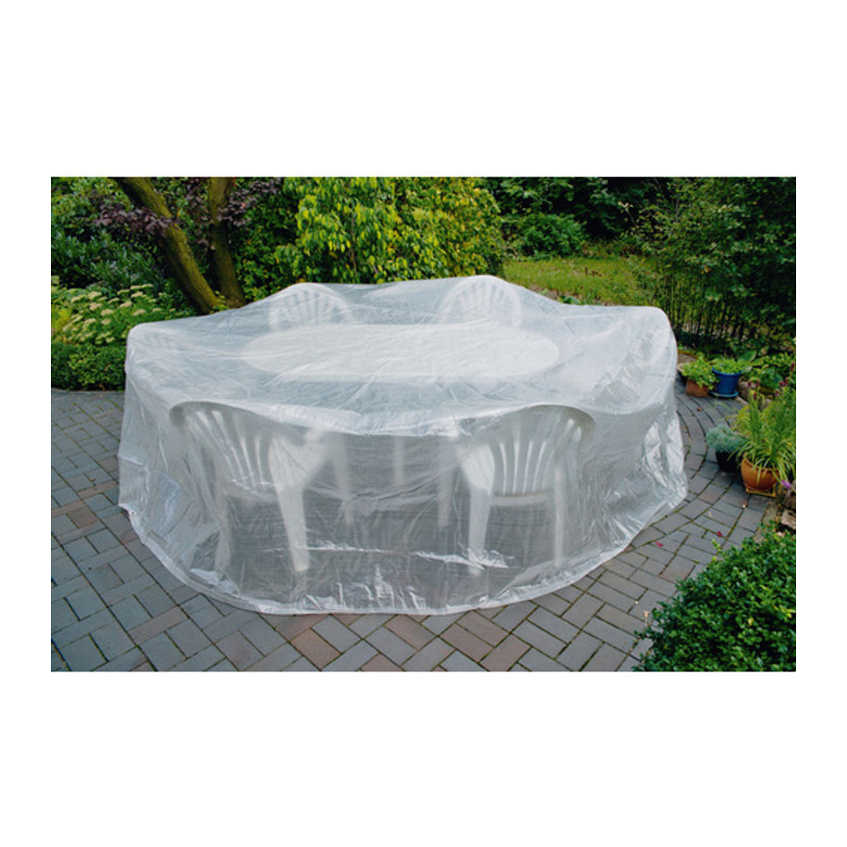 HAPPY PEOPLE Gartenmöbel-Schutzhülle für runde Sitzgruppen, transparent, B: 320 cm, T: 93 cm - Bild 2