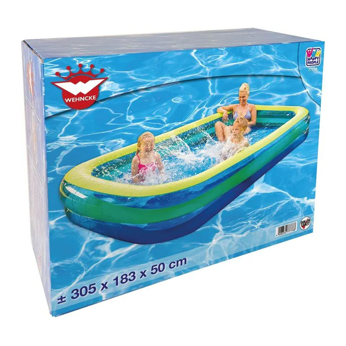 Happy People Jumbo Pool Schwimmbecken aus Kunststoff in Blau Grün Bunt B/H/L: 305 x 50 x 183 cm - Bild 1