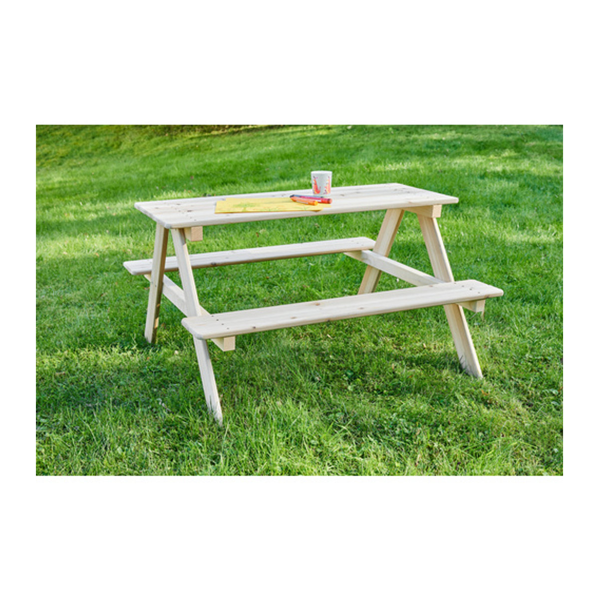 HAPPY PEOPLE Picknicktisch für Kinder aus Holz in Beige, B/T/H: 79 x 89 x 49 cm - Bild 3