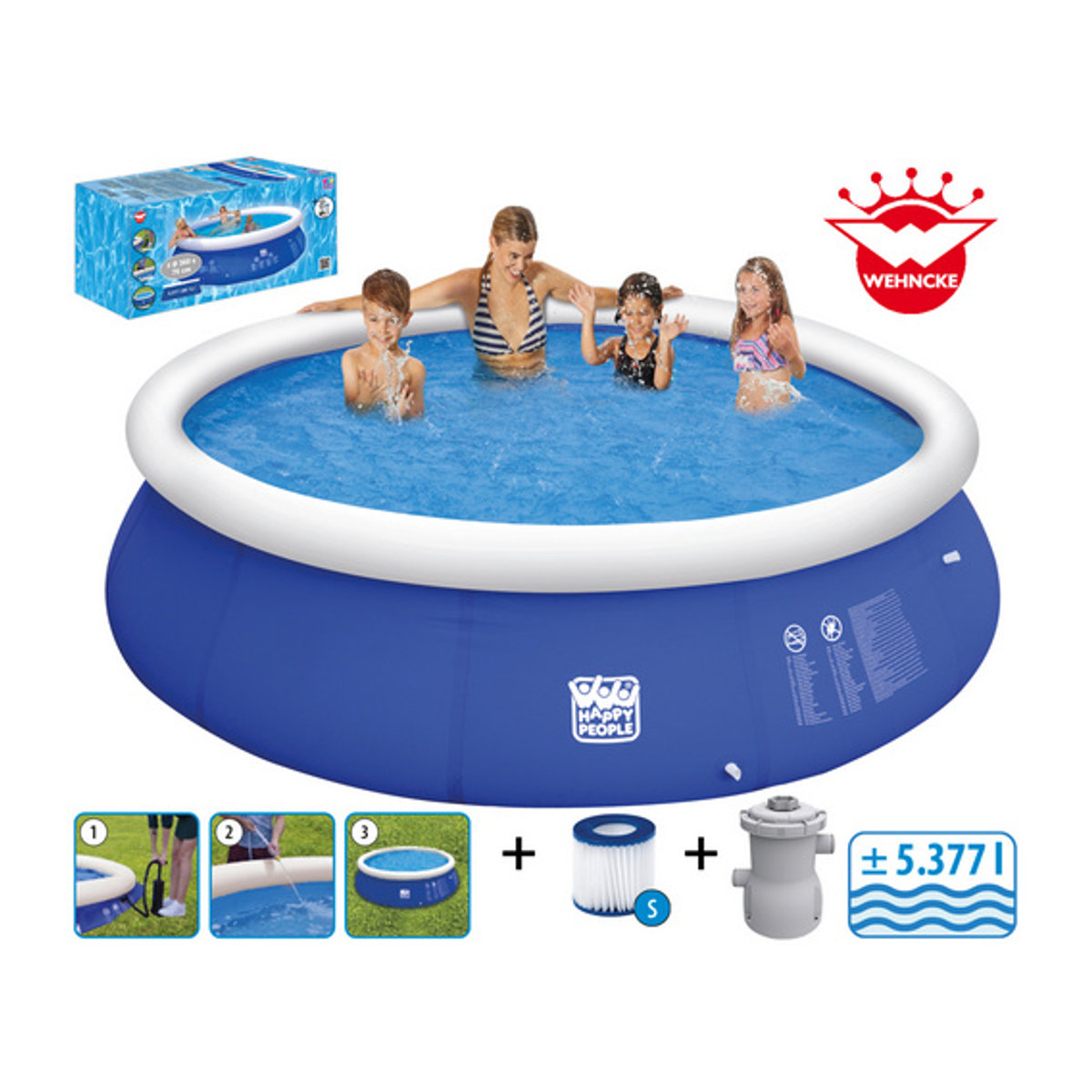 Happy People Quick-Up-Pool Rundpool in Blau, Durchmesser: 360 cm, Höhe: 76 cm - Bild 3