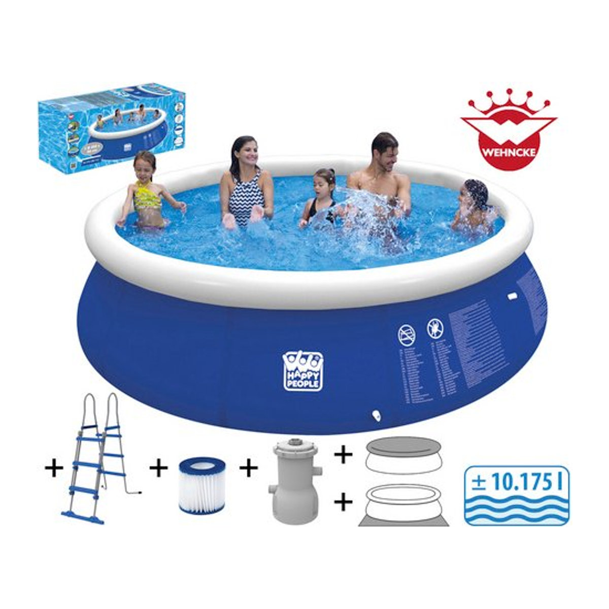 HAPPY PEOPLE Rundpool in Blau, Durchmesser: 450 cm, Höhe: 90 cm - Bild 1