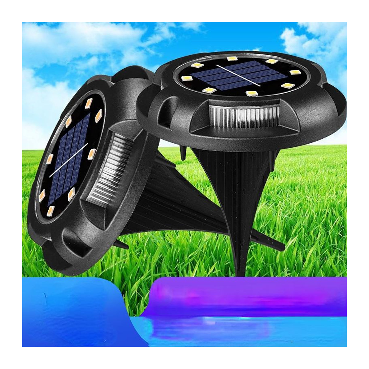 Happy6 Solar Wegeleuchte mit 12 LED für Garten und Terrasse, Blau, IP44 wetterfest - Bild 11