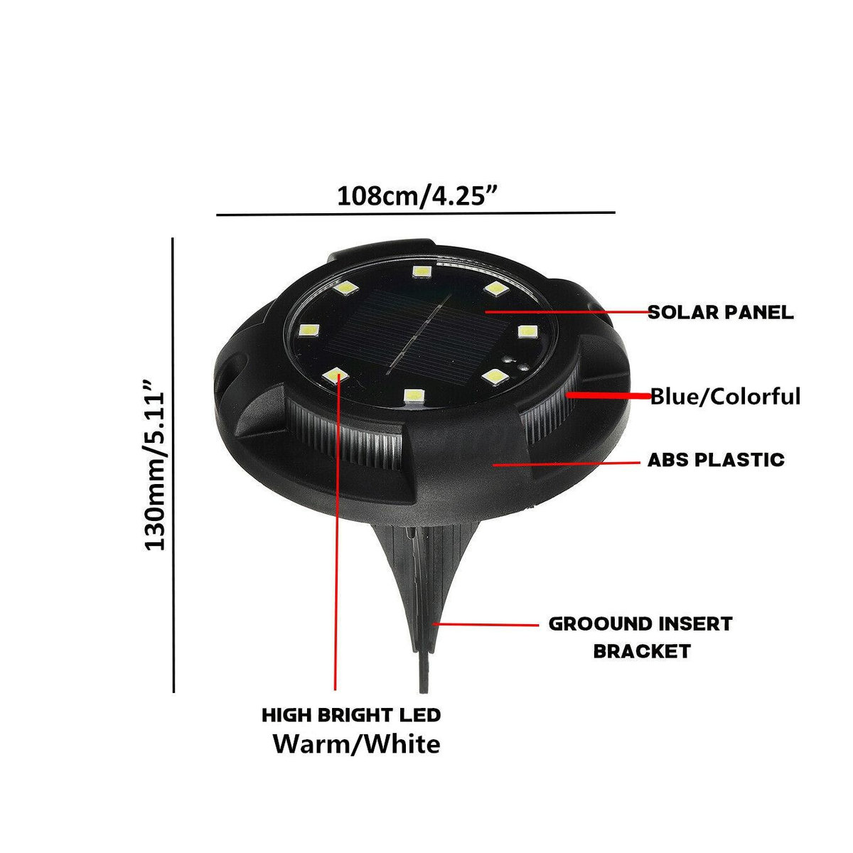 Happy6 Solar Wegeleuchte mit 12 LED für Garten und Terrasse, Blau, IP44 wetterfest - Bild 3