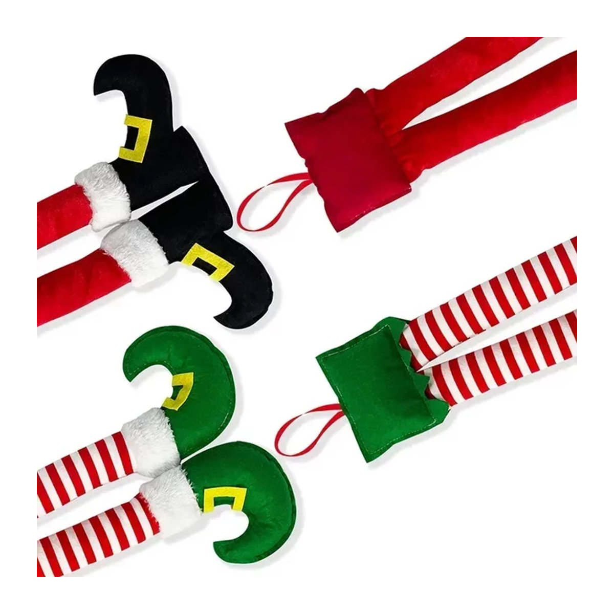 HappyGifts Amagi Weihnachtsmann und Elf Hängeornamente aus Stoff in Mehrfarbig - Bild 1
