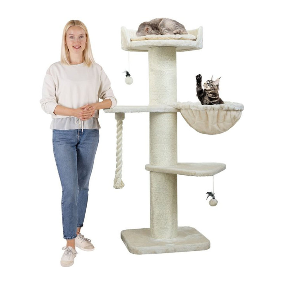 HAPPYPET Premium Kratzbaum Cooper Stabil in Creme, Höhe: 150 cm - Bild 1