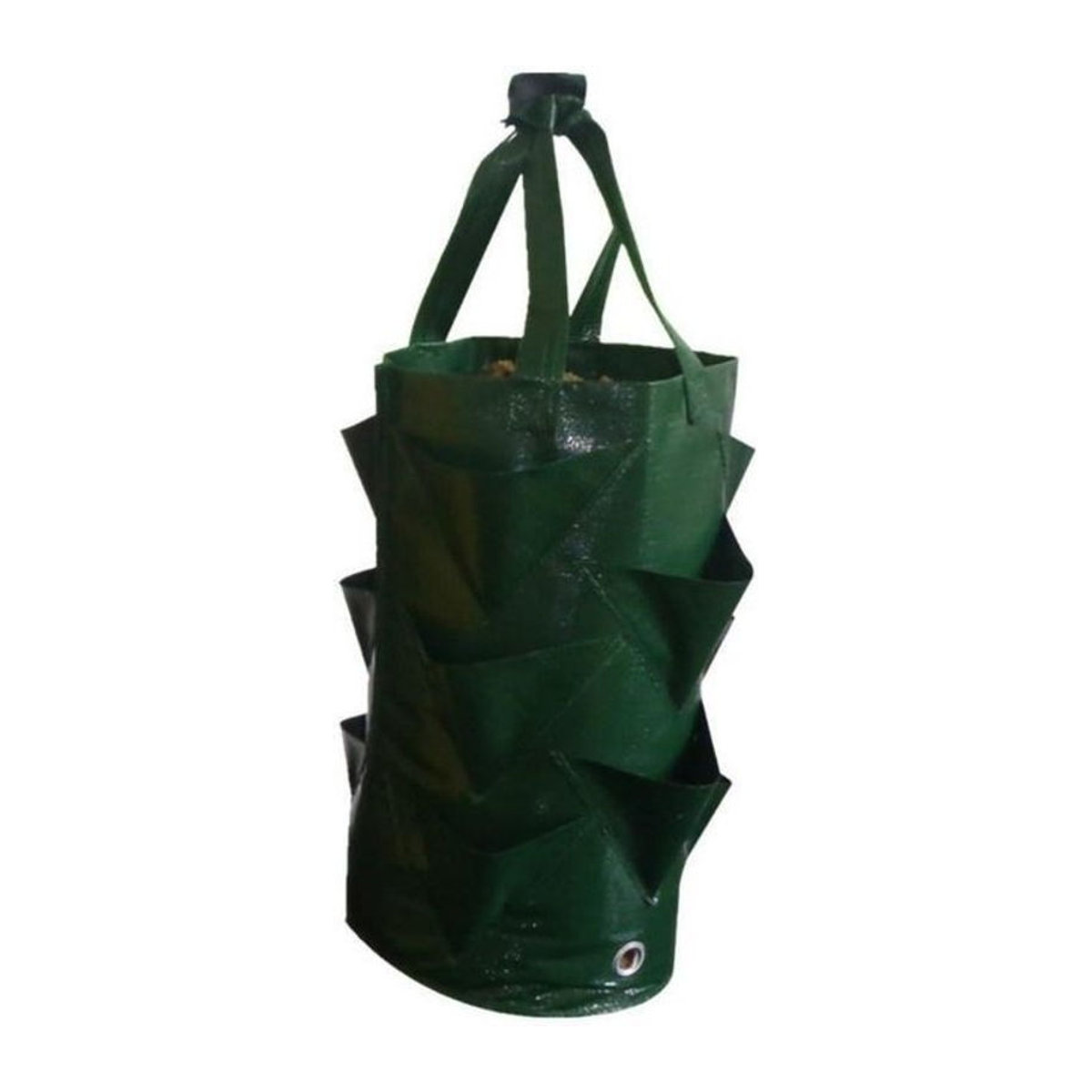 Happypilot Hängender Pflanzensack für Luftgarten, 3 Gallonen Pflanzkorb aus Kunststoff für Erdbeeren, Blumen und Pflanzen, erhältlich in Grün, Orange oder Gelb - Bild 1