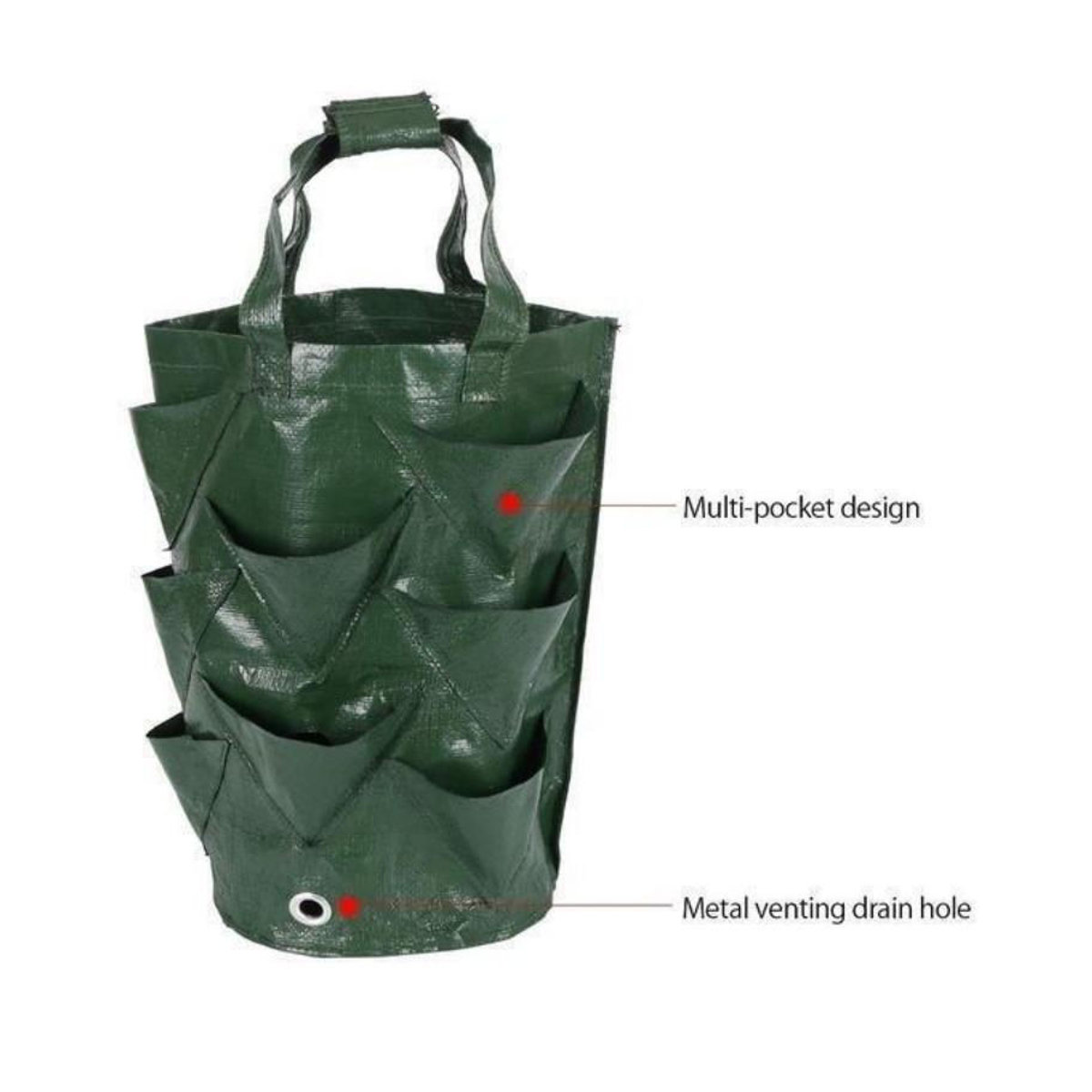 Happypilot Hängender Pflanzensack für Luftgarten, 3 Gallonen Pflanzkorb aus Kunststoff für Erdbeeren, Blumen und Pflanzen, erhältlich in Grün, Orange oder Gelb - Bild 11