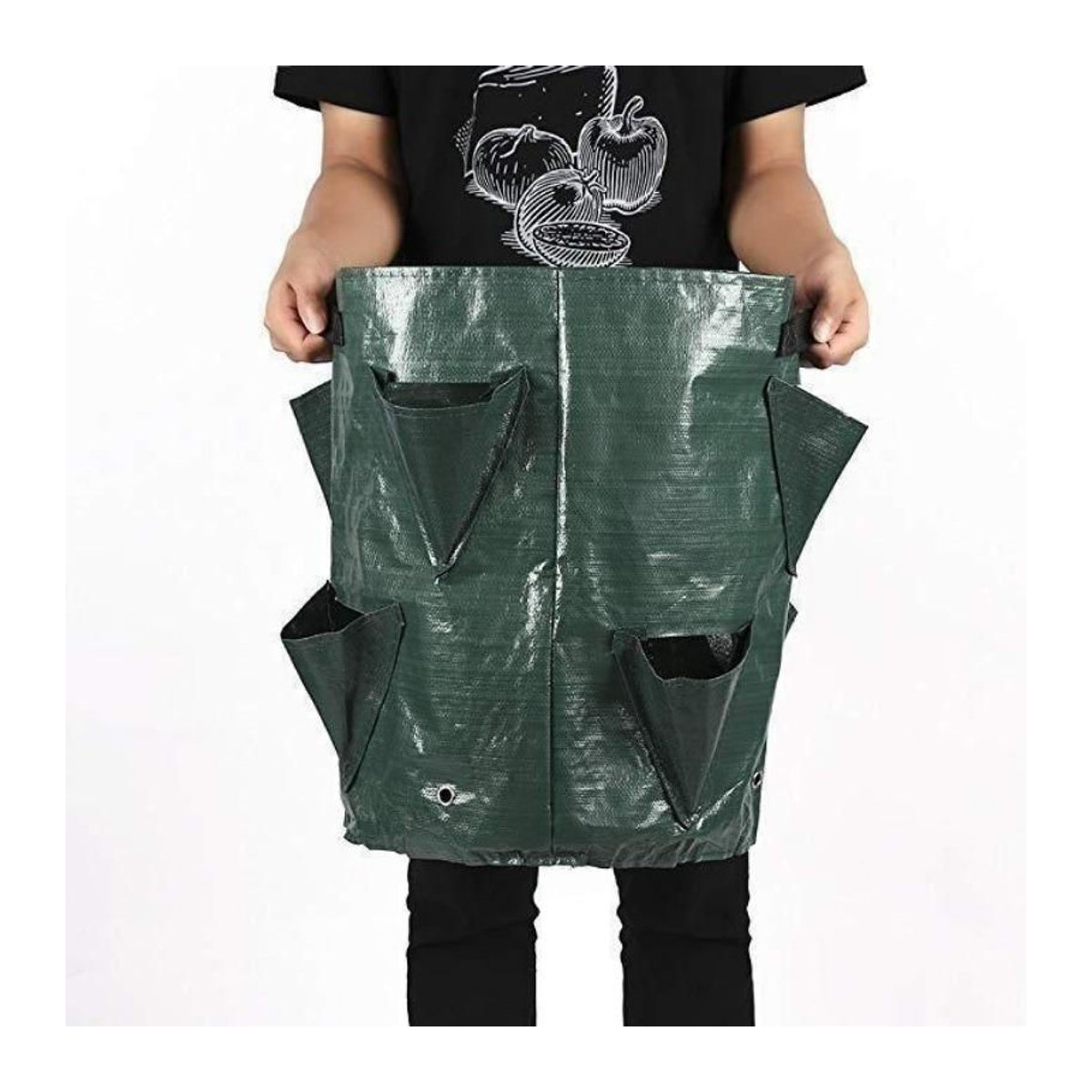 Happypilot Hängender Pflanzensack für Luftgarten, 3 Gallonen Pflanzkorb aus Kunststoff für Erdbeeren, Blumen und Pflanzen, erhältlich in Grün, Orange oder Gelb - Bild 3