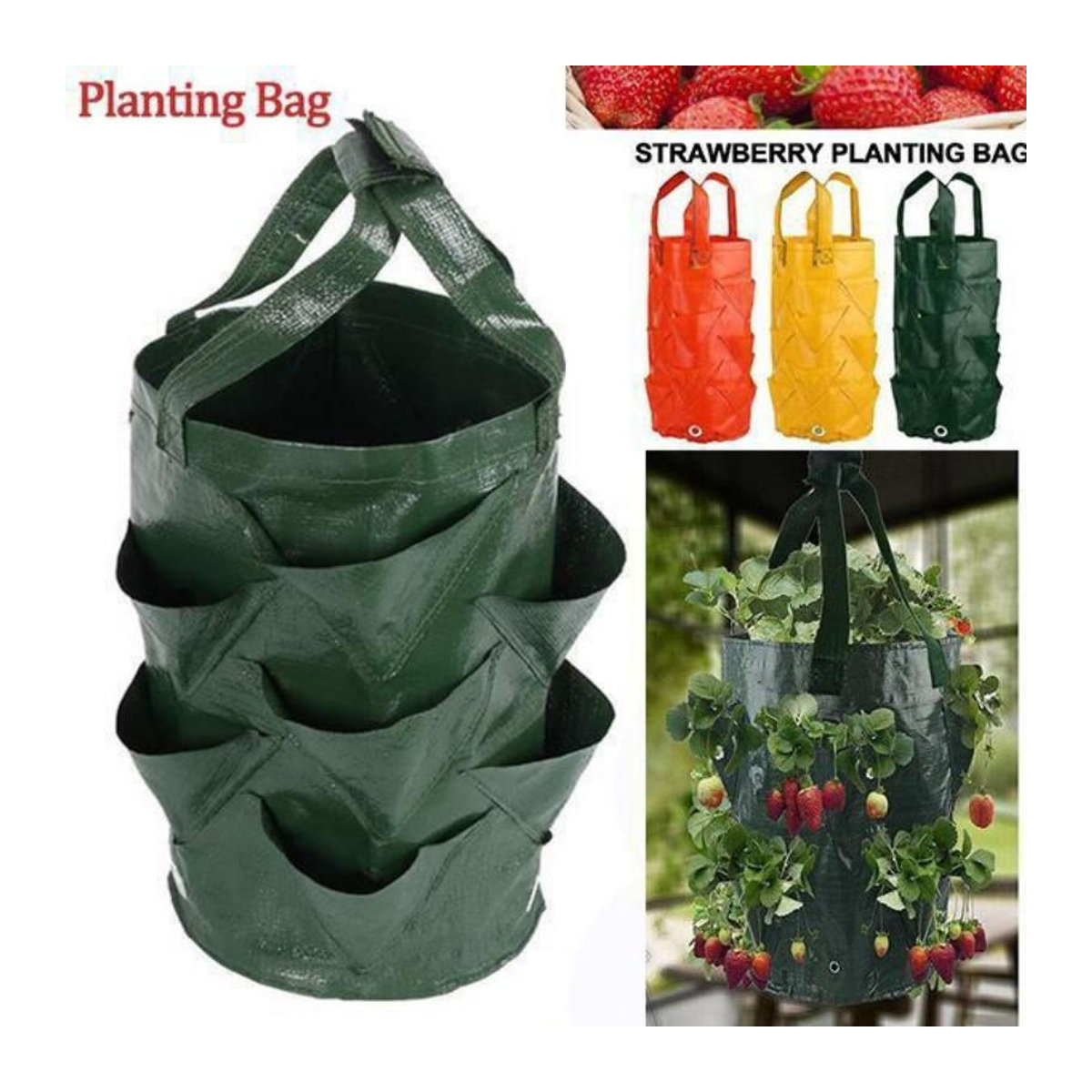 Happypilot Hängender Pflanzensack für Luftgarten, 3 Gallonen Pflanzkorb aus Kunststoff für Erdbeeren, Blumen und Pflanzen, erhältlich in Grün, Orange oder Gelb - Bild 10