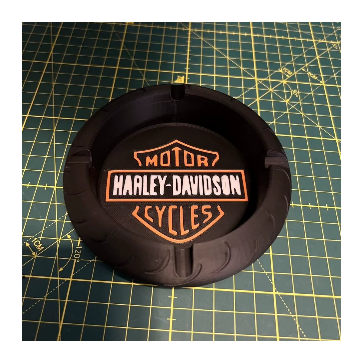 Harley-Davidson Aschenbecher in Reifendesign, 3D-gedruckt, Schwarz - Bild 3