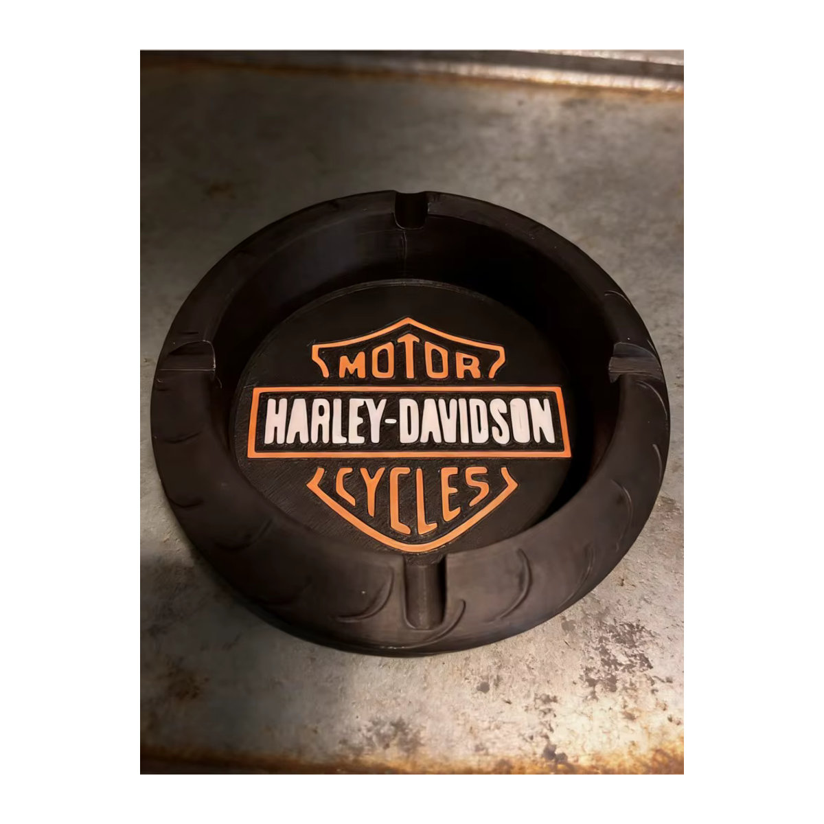 Harley-Davidson Aschenbecher in Reifendesign, 3D-gedruckt, Schwarz - Bild 5