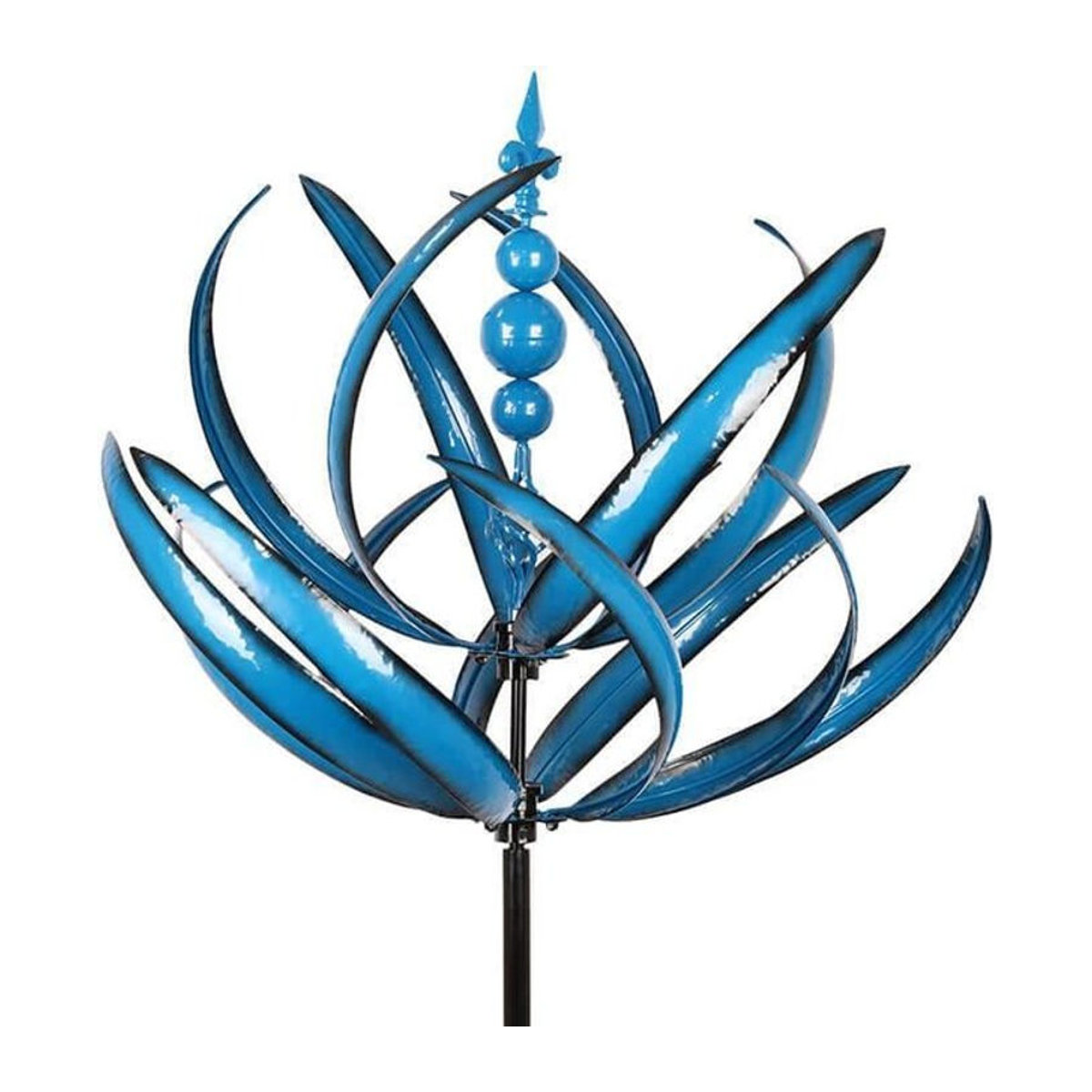 Harlow Windrad aus Metall als kinetische Skulptur und Gartendeko in Blau - Bild 1