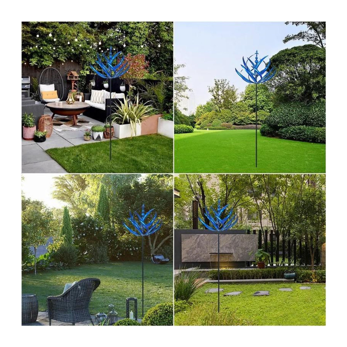 Harlow Windrad aus Metall als kinetische Skulptur und Gartendeko in Blau - Bild 5