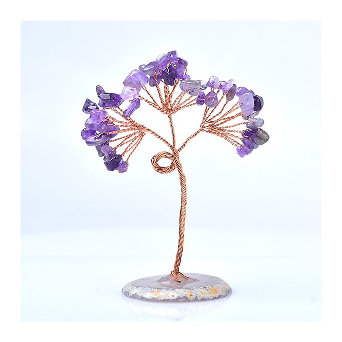 Harmonious Crystalloid Baum des Lebens aus blauem und lila Achat als dekorative Edelstein-Skulptur im Bohemian-Stil - Bild 1