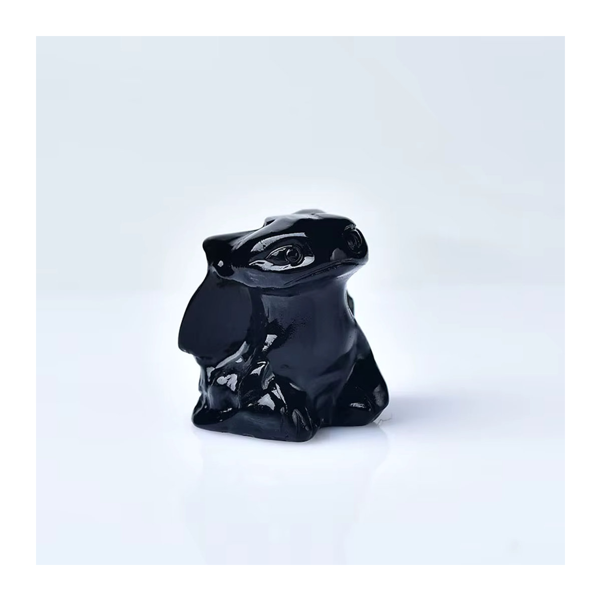 Harmonious Crystalloid Drachen-Figur aus handgeschnitztem Obsidian in Schwarz und Grün - Bild 3