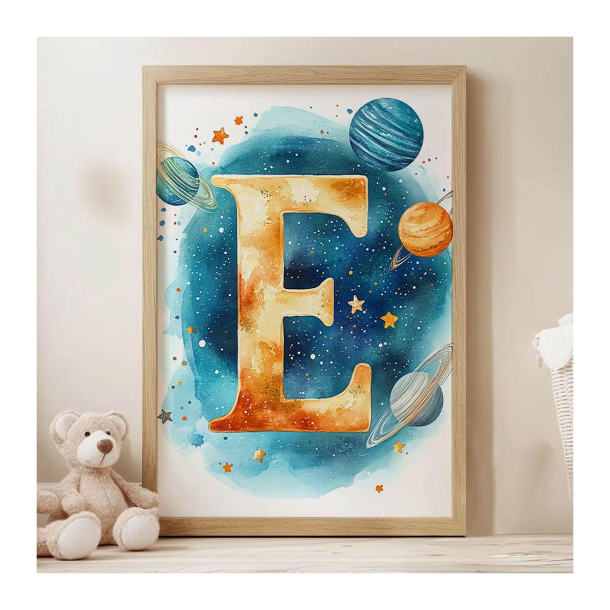 Harmony Posters Kosmischer Buchstabe E Dekoratives Poster für das Kinderzimmer, Leinwand, mehrfarbig, B: 30 cm, H: 40 cm - Bild 3