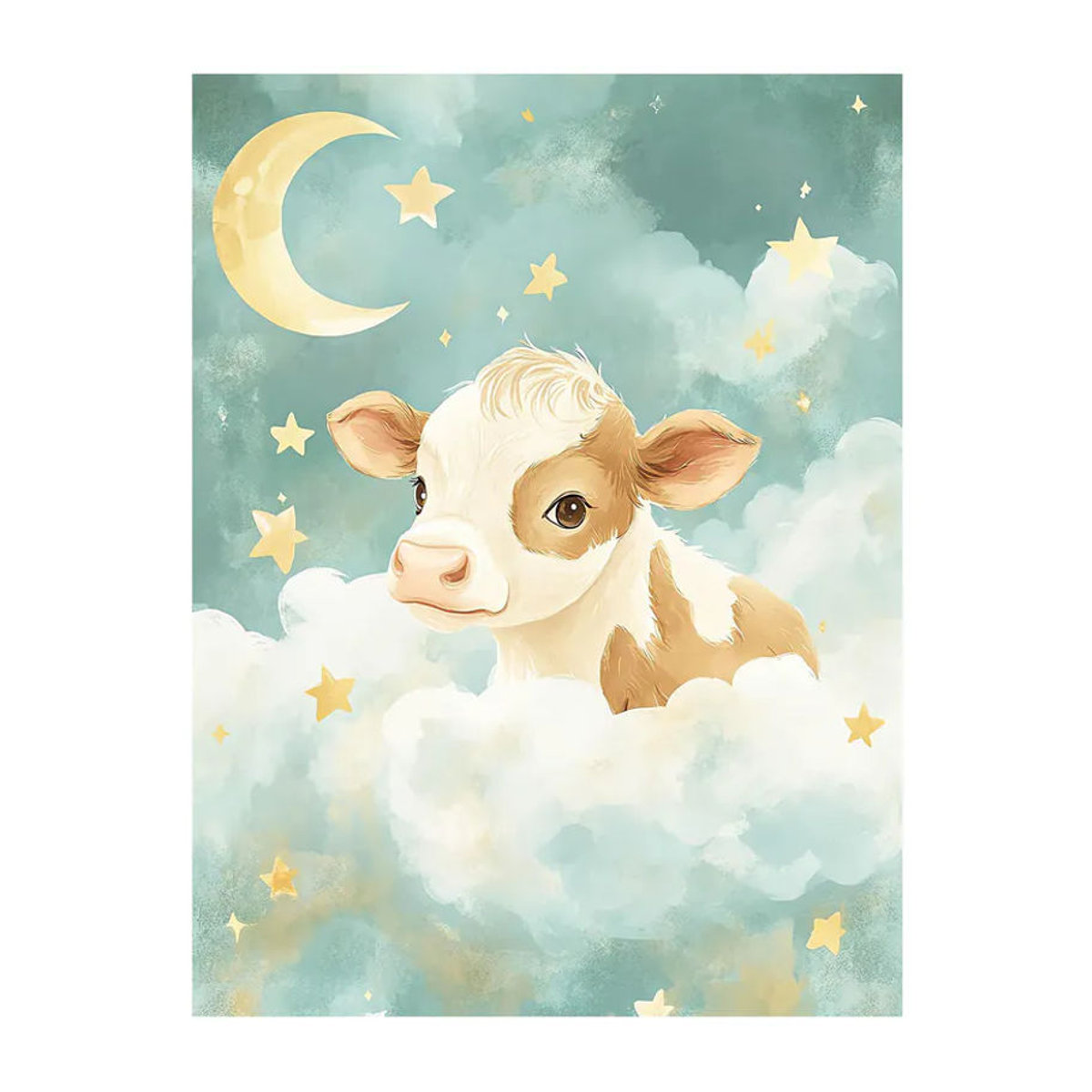 Harmony Posters Wanddeko Kuh in Wolken Poster mit Gold Rahmen in Blau und Mehrfarbig, B: 50 cm, H: 70 cm - Bild 1
