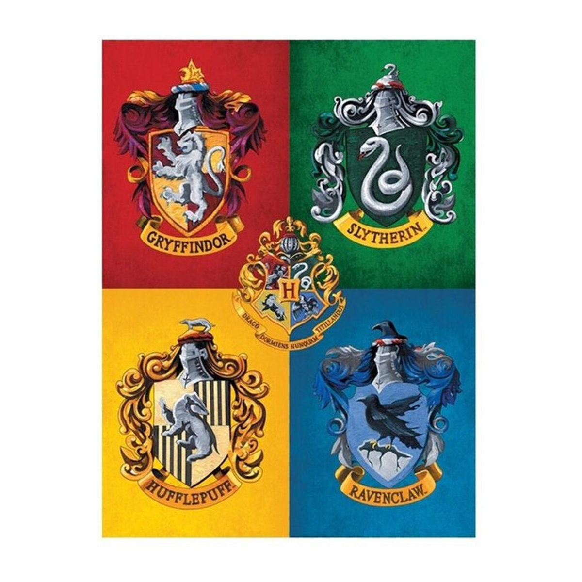 Harry Potter Hogwarts Wappen Leinwanddruck im Vintage-Stil, mehrfarbig, B: 80 cm, H: 60 cm - Bild 1