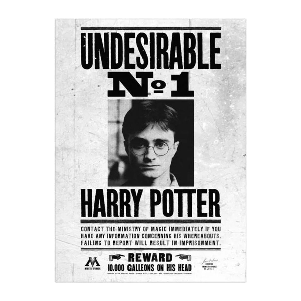 Harry Potter Undesirable No. 1 Leinwand im Querformat mit Holzrahmen, Schwarz/Weiß, Breite: 40 cm - Bild 1